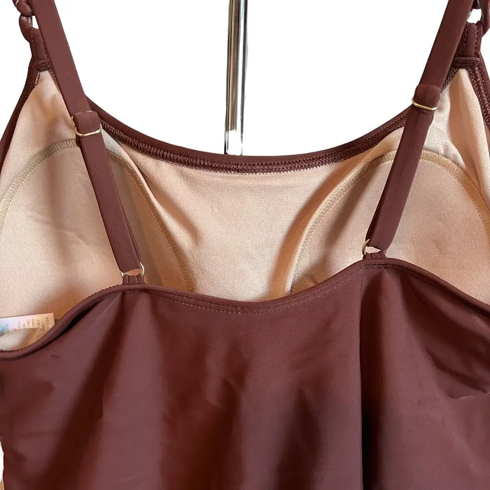 Kona Sol Women's Brown Medium Coverage One Piece Swimsuit - Size Large - NWT